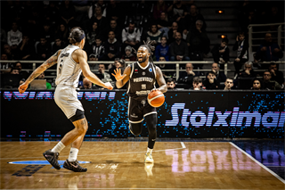 Európsky pohár FIBA: PAOK Solún - BC Prievidza 101:70 (Dávid Bakos)