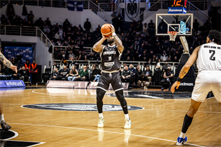 Európsky pohár FIBA: PAOK Solún - BC Prievidza 101:70 (Dávid Bakos)